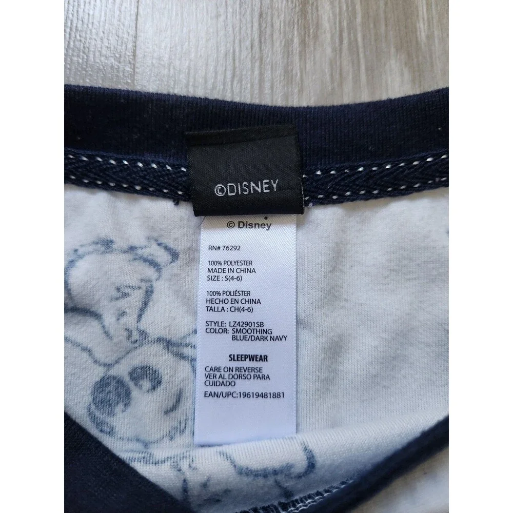 Disney Lilo & Stitch Blue All Over Print Long Sleeve Pajama Top Girls S 4-6 EUC